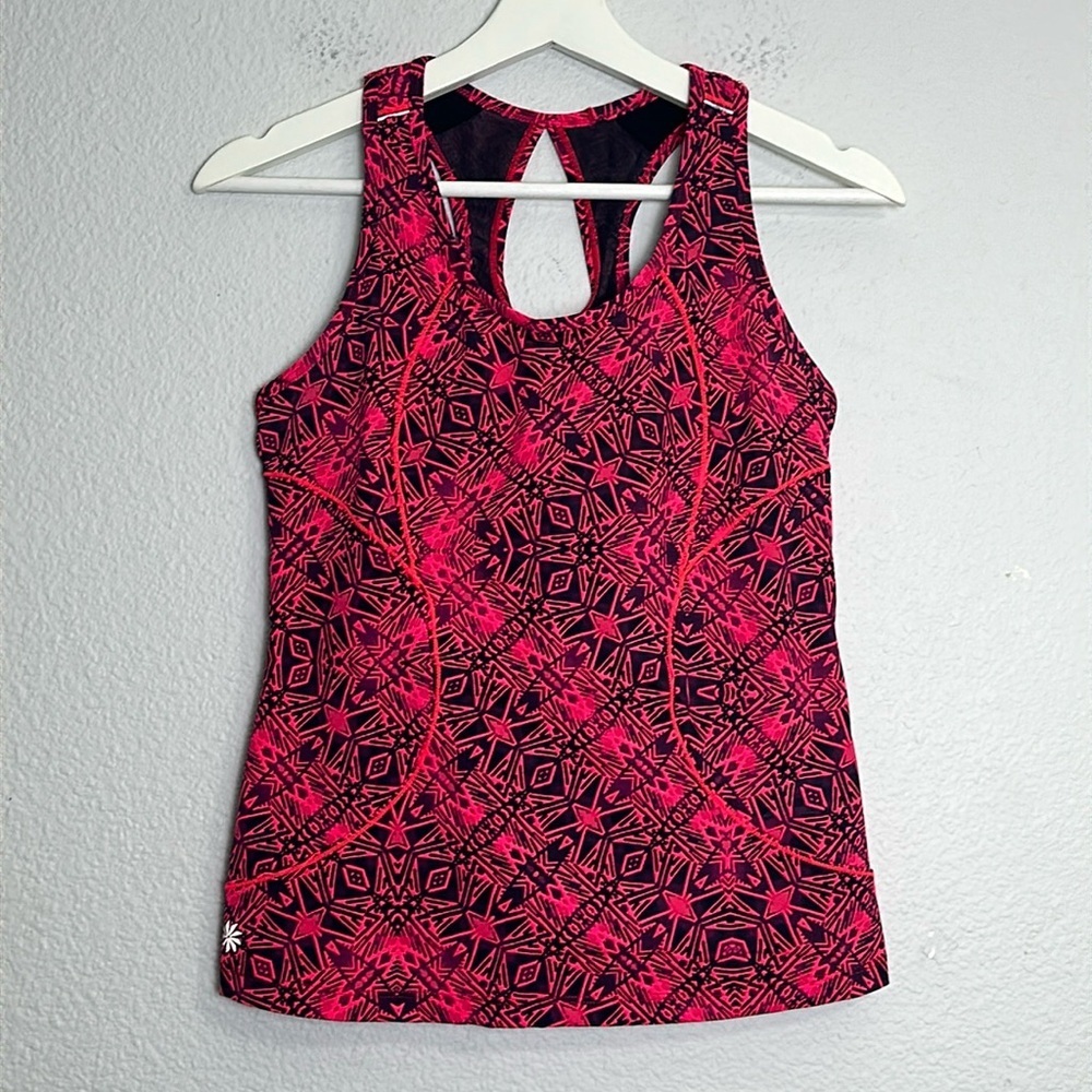 Athleta Cairo Energy Tank Pink Black Women’s Size Medium Racerback Padded Top - Picture 1 of 9